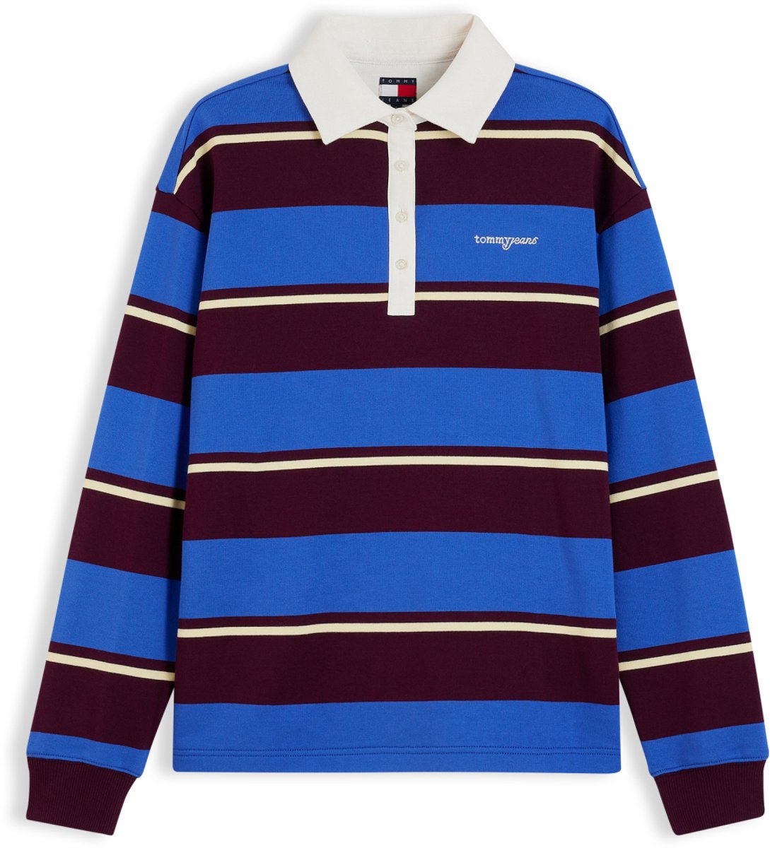 Tommy Jeans T-shirt Tjw Rlx Script Rugby Dw0dw23303 0ba Noble /stripe Dames Blauw