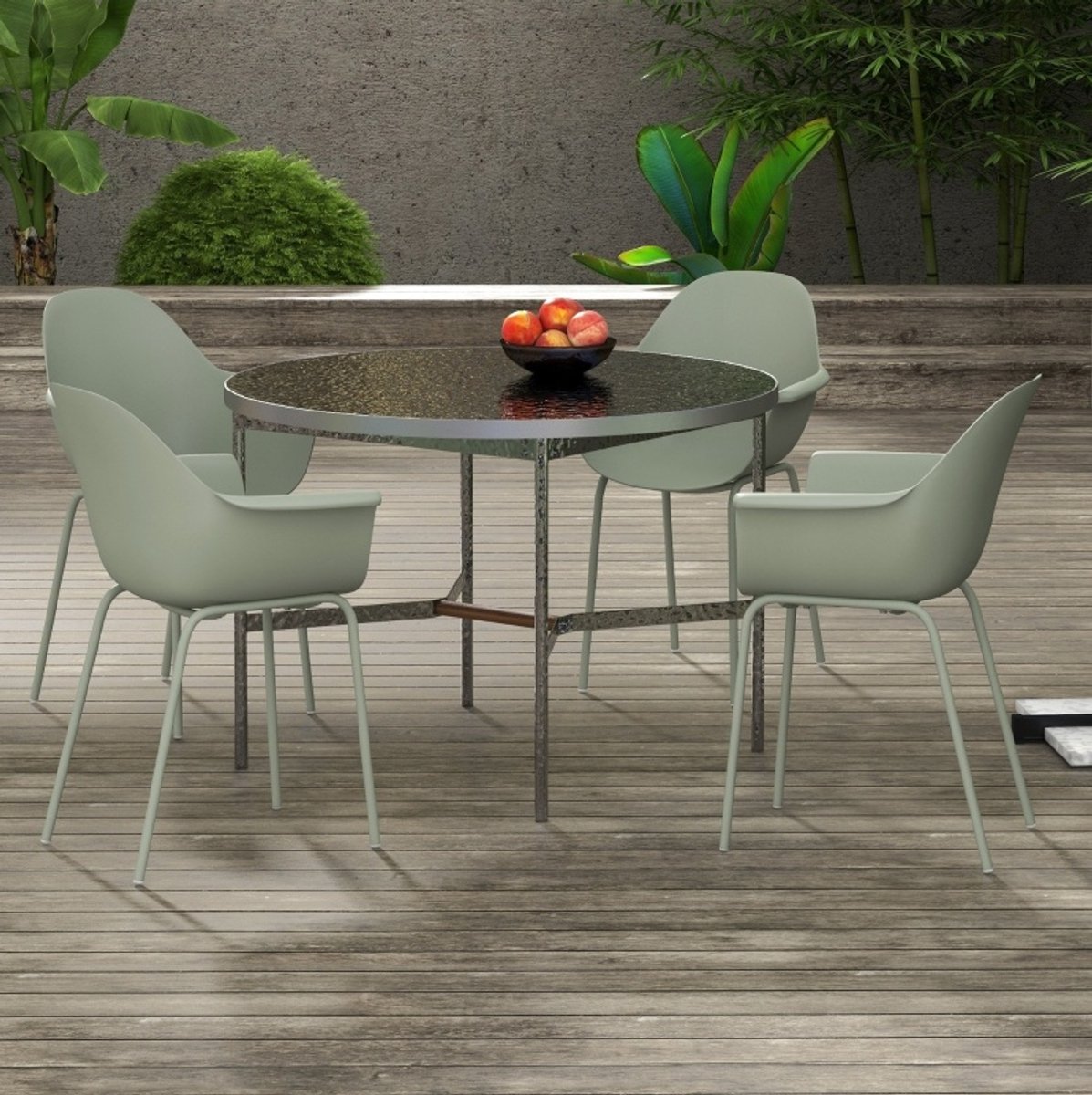 COVREO Tuinstoel 59x55x84 cm groen, kunststof met armleuningen