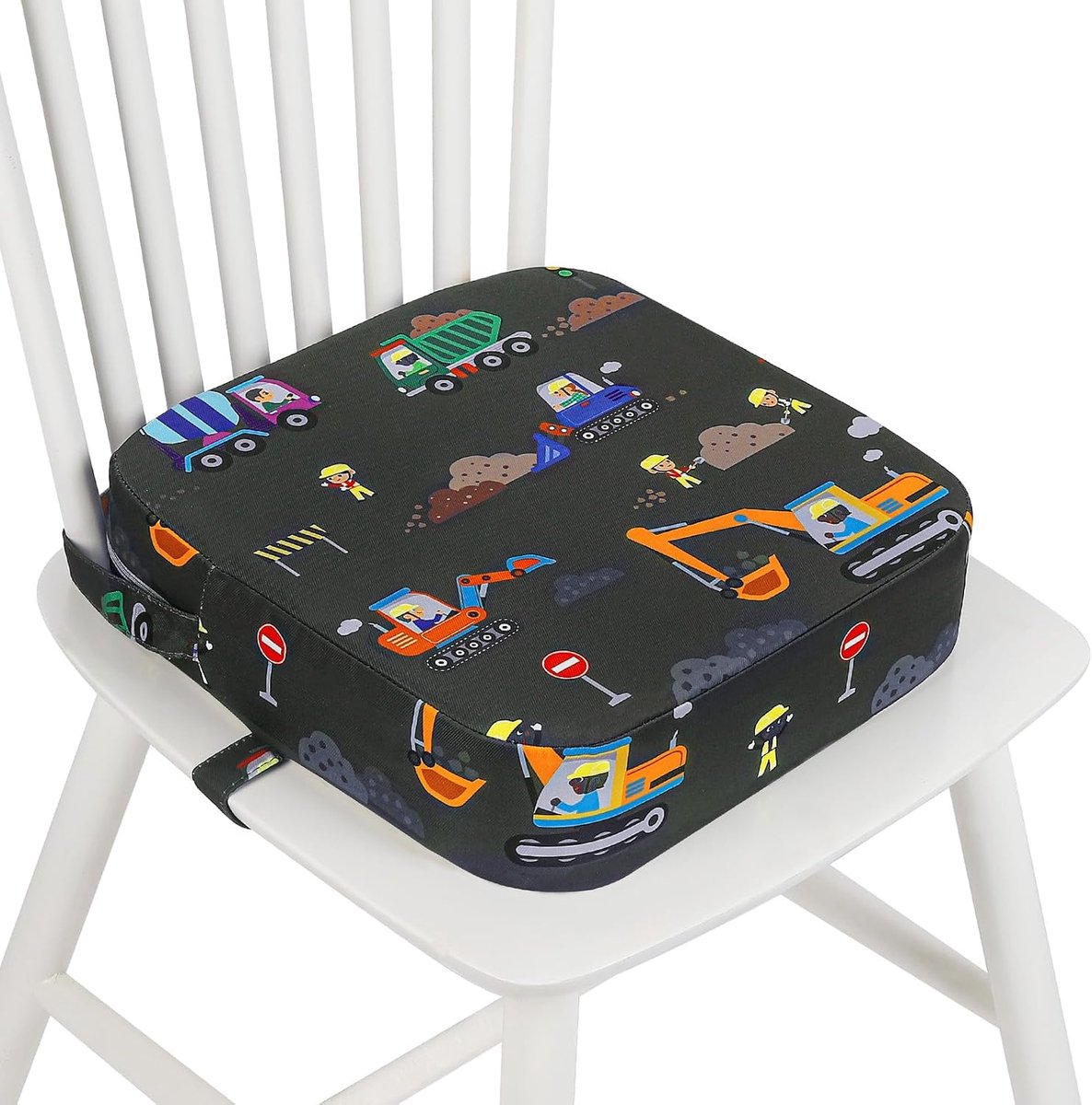 Zitverhoging voor kinderen, flexibele zitverhoging voor kinderen, met 2 veiligheidsgespen, antislip en anti-slip bodem voor thuis en onderweg, 32 x 32 x 10 cm (graafmachine)