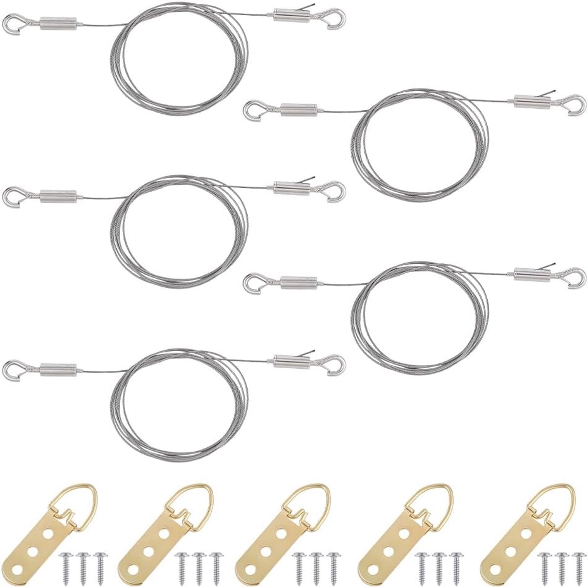 5 stuks plafondplaathangers, draadset, 1 m, instelbaar, ophangdraad met haken, wandmontage, ophangkabel