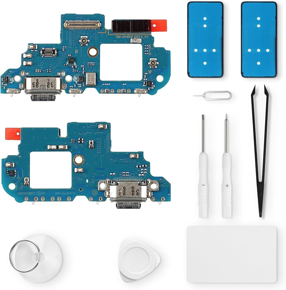 vervanging voor (Samsung Galaxy A54) oplaadpoort USB-oplaadaansluiting microfoon hoofdtelefoonaansluiting met reparatieset