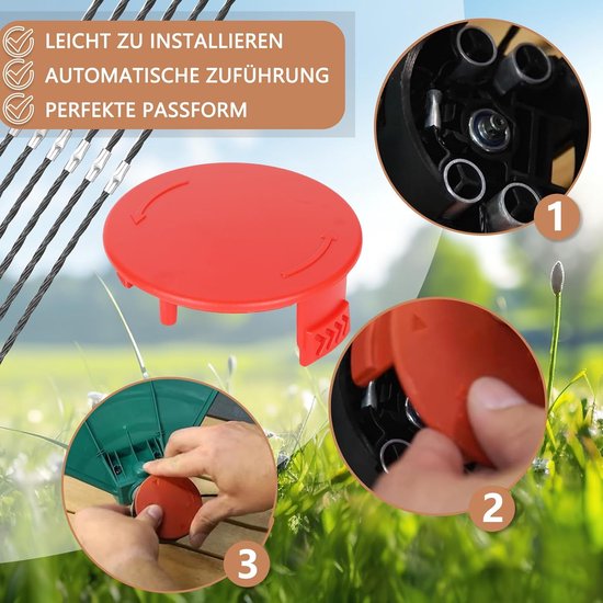 Grastrimmer afdekking spoelafdekking passend voor Bosch AFS 23-37 bosmaaier, 2 stuks Hoogwaardige kwaliteit spoelafdekking Compatibel met Bosch F016800431 trimmerdraad — afbeelding 4