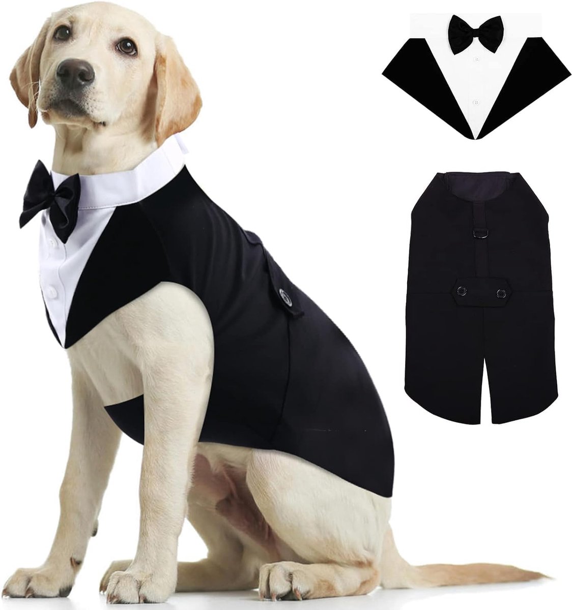 hondensmoking, hondentrouwpak en bandana set, huisdierenkleding, puppy formeel shirt met verwijderbare vlinderdas, hondenkostuum voor kleine, middelgrote en grote honden, outfit voor feest, verjaardag, festival