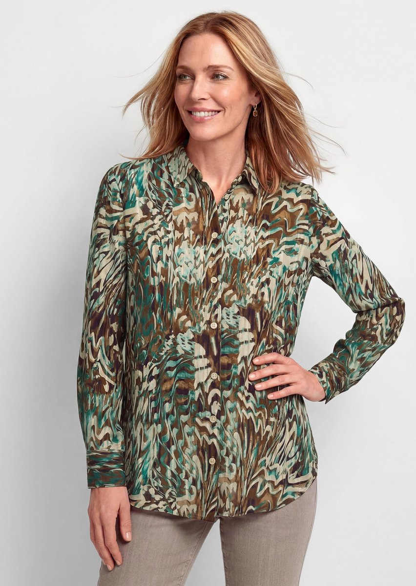 Goldner Overhemdblouse Overhemdblouse met artistiek patroon
