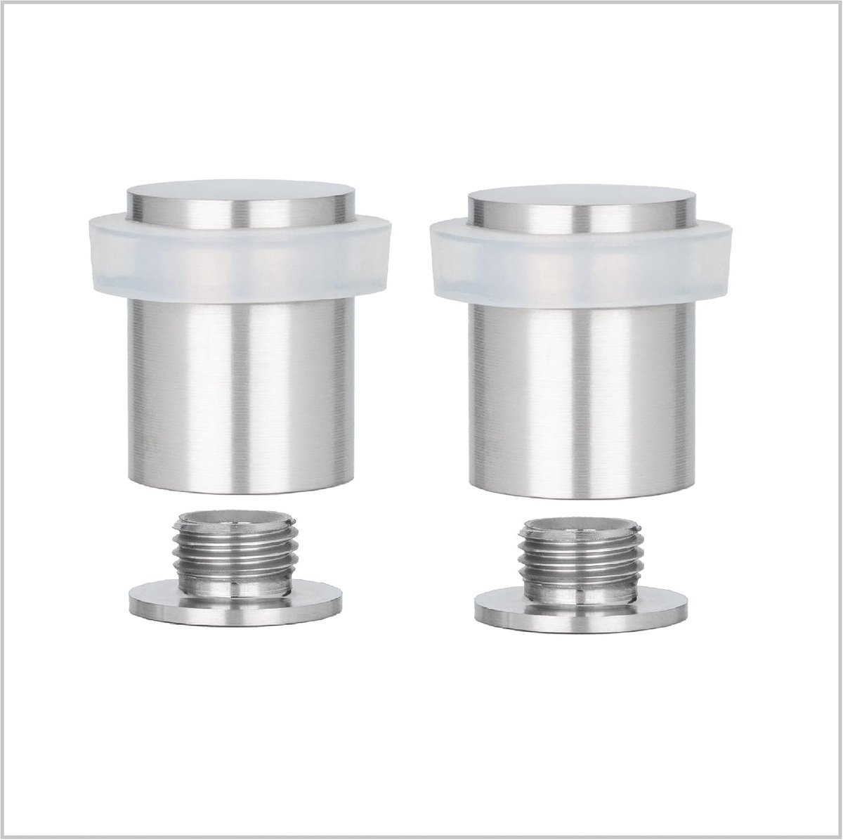 Stoppers | 25 x 27 mm | schroefbasis | wit rubber | roestvrij staal | inclusief schroef + bevestigingspluggen | model 040811BCBAM