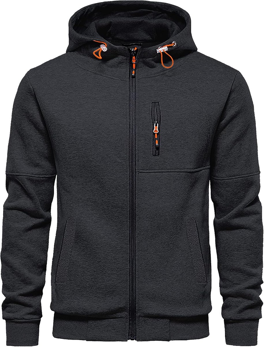 Hoodie voor heren met ritssluiting, lange mouwen, fleece, sweatshirt, S-3XL