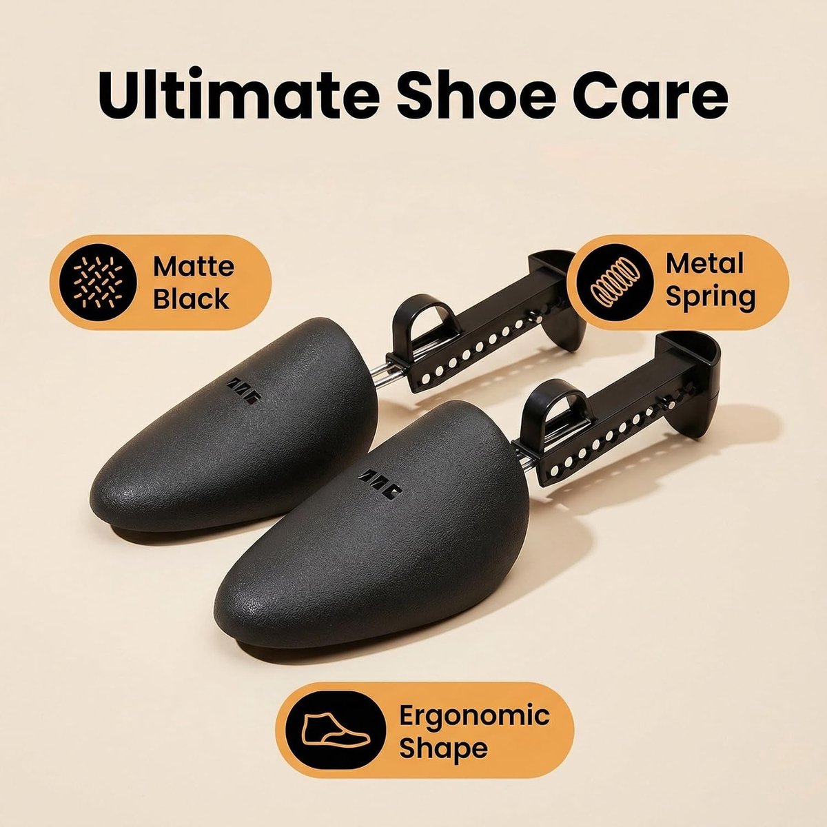 2 paar verstelbare kunststof schoenboom, lichte schoen, stretchers, schoenen, shape-keeper, praktisch, zwart, instelbare lengte, schoenvorm, ondersteuning (mannen)