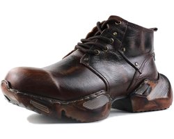 Vintage Mode Sneakers Voor Mannen Lace Lederen Retro Moto Chukka Laarzen Casual Schoenen OS-5008-S-1-US-R