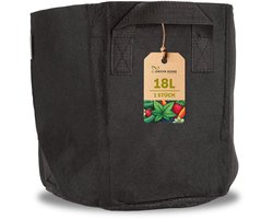 Green Home Love Nature - Plantzak 18 liter - stoffen plantenbak zwart - ademende nonwoven stof met handgrepen