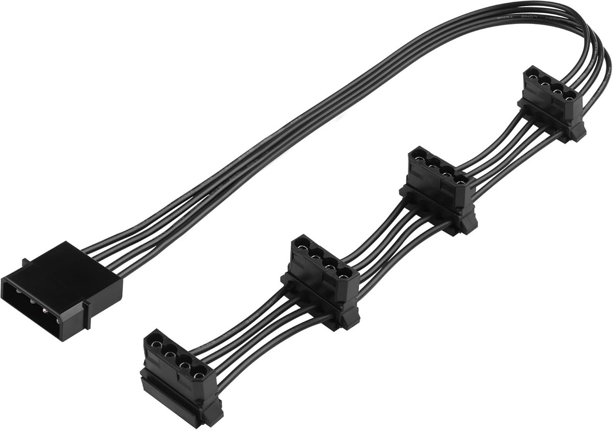 4-pins IDE Molex Power Splitter verlengkabel (40 cm/15,7 inch) - 1 naar 4 D-type stekker naar vrouwelijke adapter voor pc-behuizingsventilator, HDD, optische schijven, ATX PSU Power Expansion