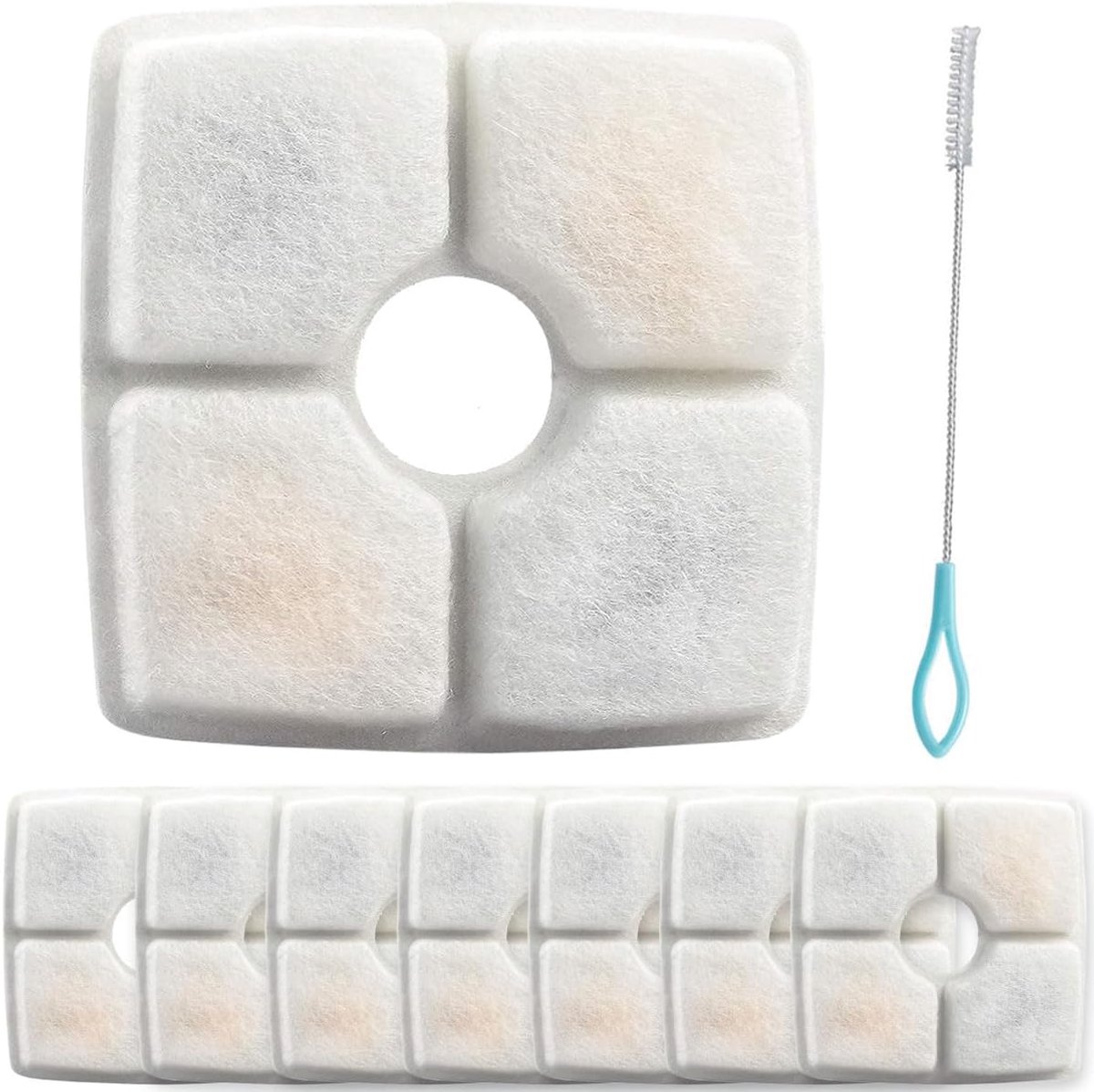 Set van 8 filters voor kattenfonteinfilter, vervanging 84oz/2,5 l huisdierfonteinfilter, 3 drievoudig filtersysteem, vierkant filter voor kattendrinkwaterdispenser voor veeken, voor Comsmart