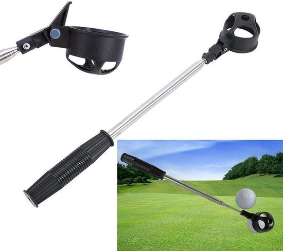 Ball Retriever van roestvrij staal, Intrekbare Golfbal Pick-up Golf Ball Scoop Grabber (Zwart) — afbeelding 5