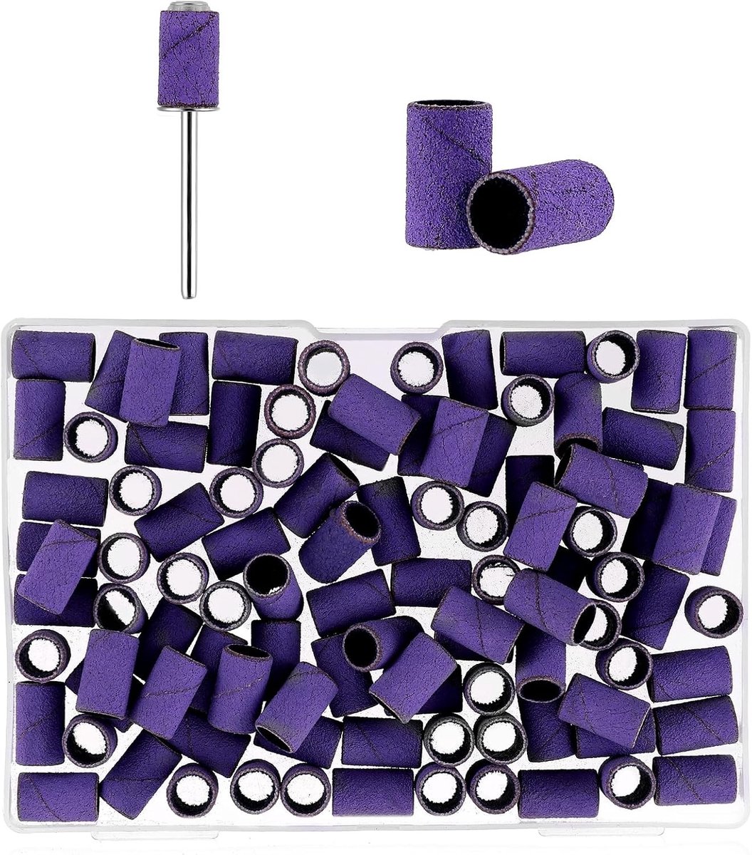 100 Stuks Vijl Caps voor Nagels, 240 GRIT Schuurrollen en Nagelfrees voor Gel Nagels, Perfect voor Nagelontwerp en Nagelkunst