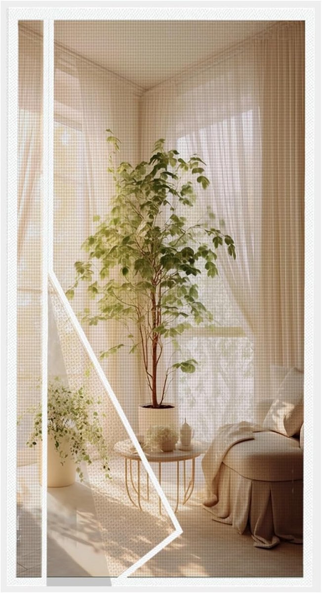 SnelShoppen - MAGICDOOR Magnetisch Vliegenraam, 80 x 210 cm, Wit, Glasvezel | Zijopening Deurgordijn Muggenbescherming Fijnnet Geen Boren Voor Woonkam