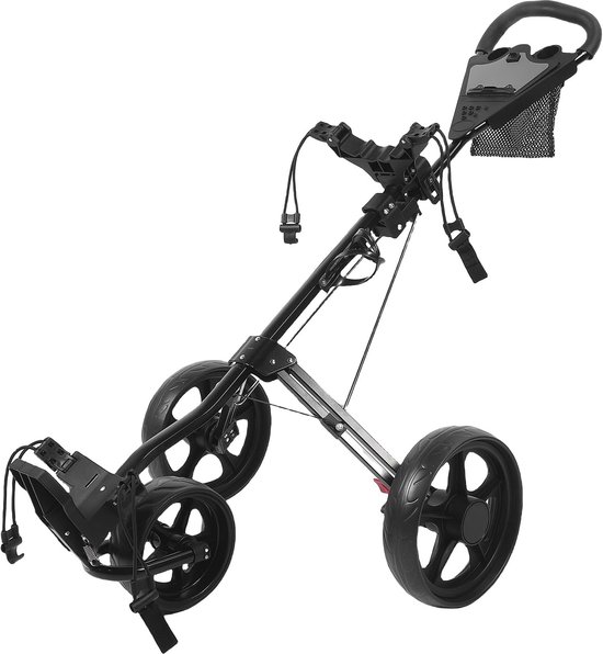 Opvouwbare Golftrolley - 3-wiel trolley Duwkar - Golfen Ondersteunen - Snel Opvouwbaar Mechanisme - 82 x 30 x 26 cm — afbeelding 5