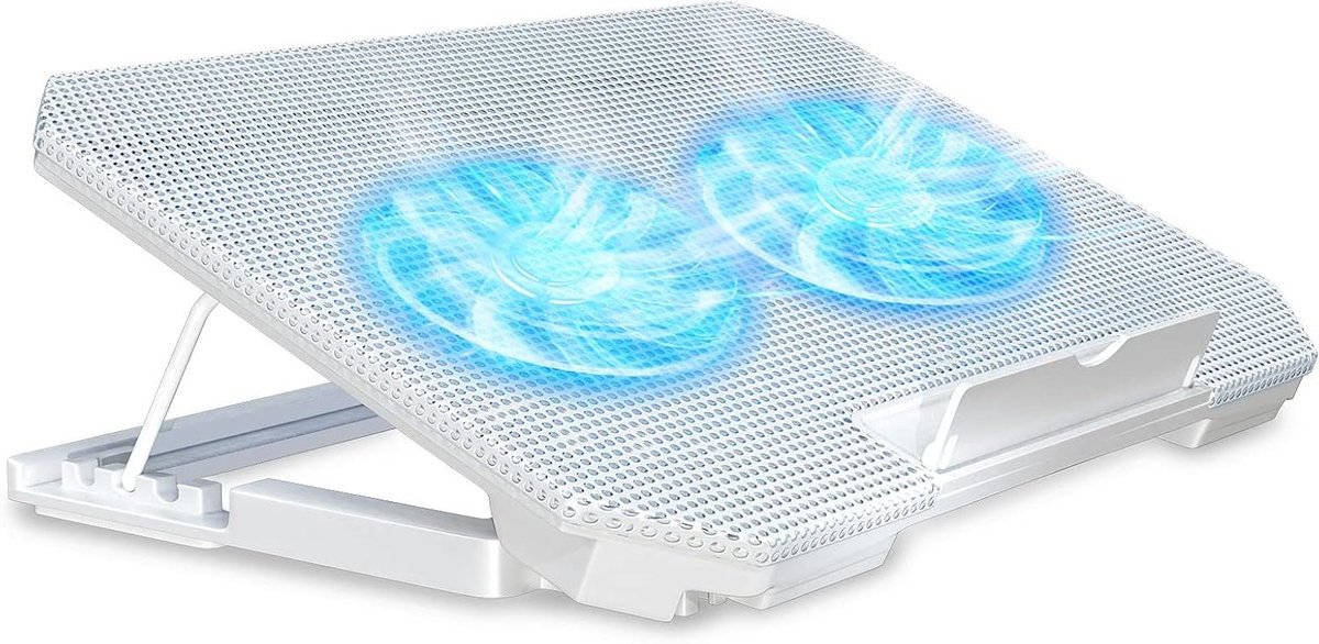 Laptop Koeler - Laptop Ventilator - Oververhitting Voorkomen - Verstelbare Hoogte - 28-40 cm - Wit