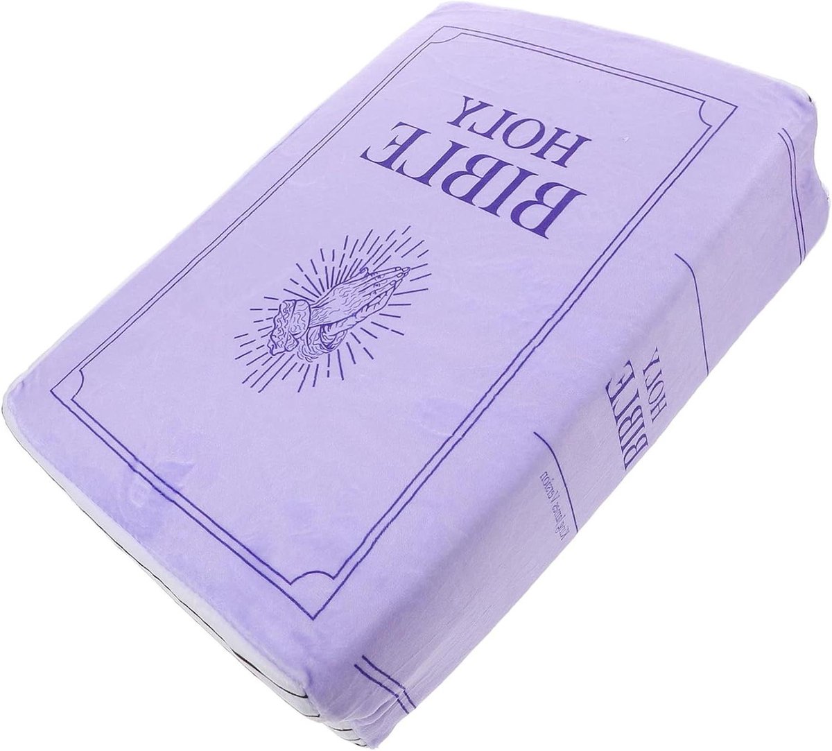Bijbel Knuffelkussen - Boek Kussen - Decoratie Huis - Zachte Pluche - 33x23x9cm - Paars