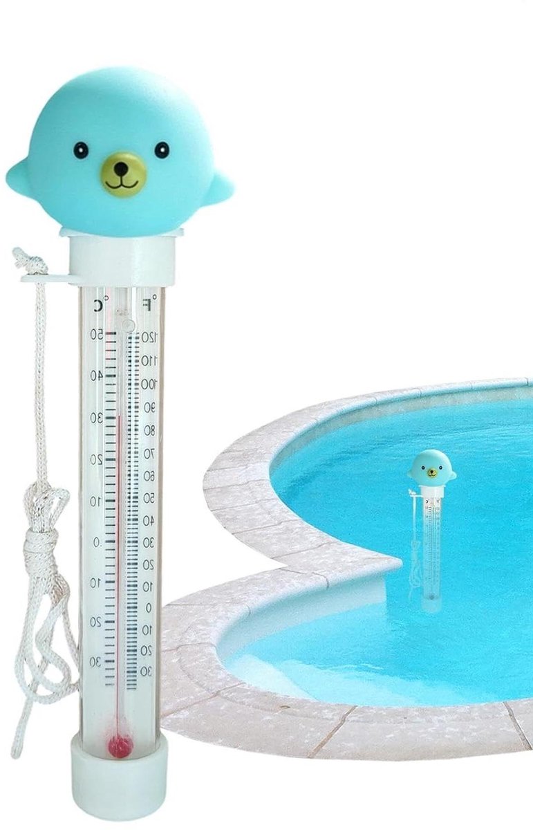 Zwembadthermometer - Water temperatuurmeter - Waterkwaliteit controleren - Drijvend en duidelijk afleesbaar - 20 cm - Blauw