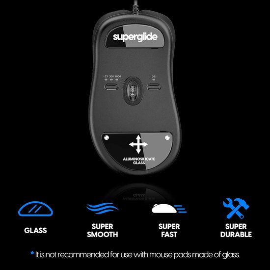 Muisvoeten Glas - Muisschaatsen Muiszolen - Gaming Precisie - Ultra gladde rand - Voor Zowie EC series - Zwart — afbeelding 3