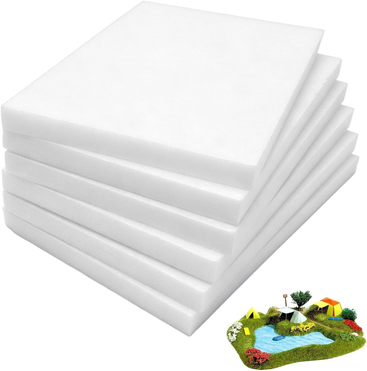 Set van 6 hardschuimplaten voor knutselen en modelleren, DIY decoratie en verpakking, 30 x 20 x 2 cm (wit)