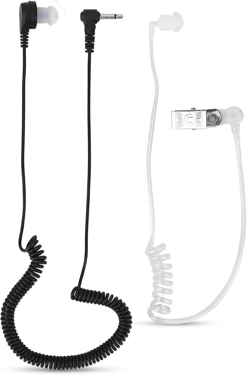 Acoustic tube-oortelefoon met clip - 3,5 mm mono - anti-straling - ideaal voor veiligheidscommunicatie - ShopVlot