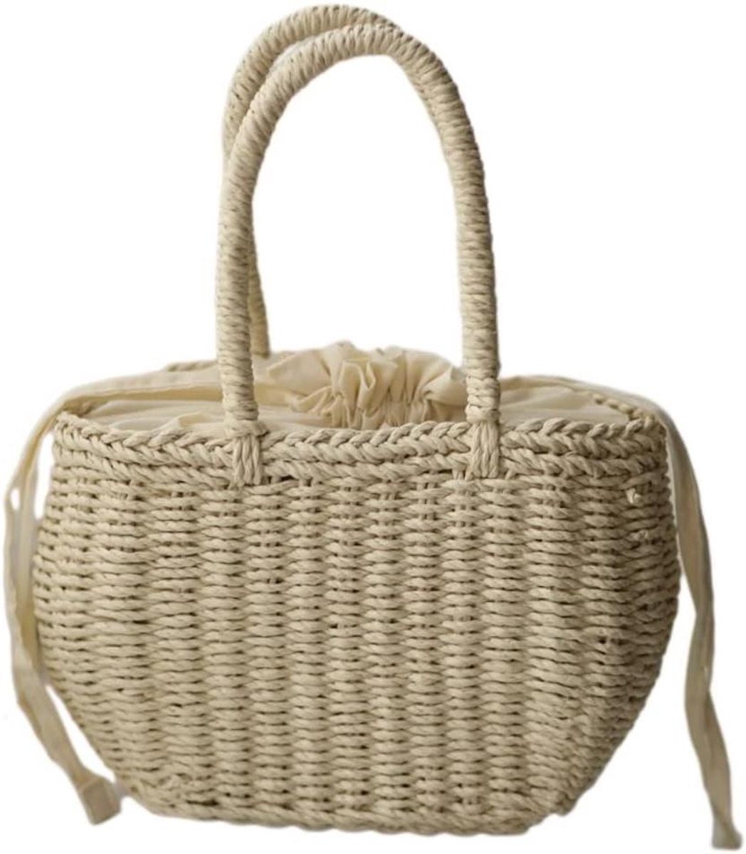 Strandtas - Rieten tas - Zomerse uitjes - Handgeweven - 1 stuk - Geel