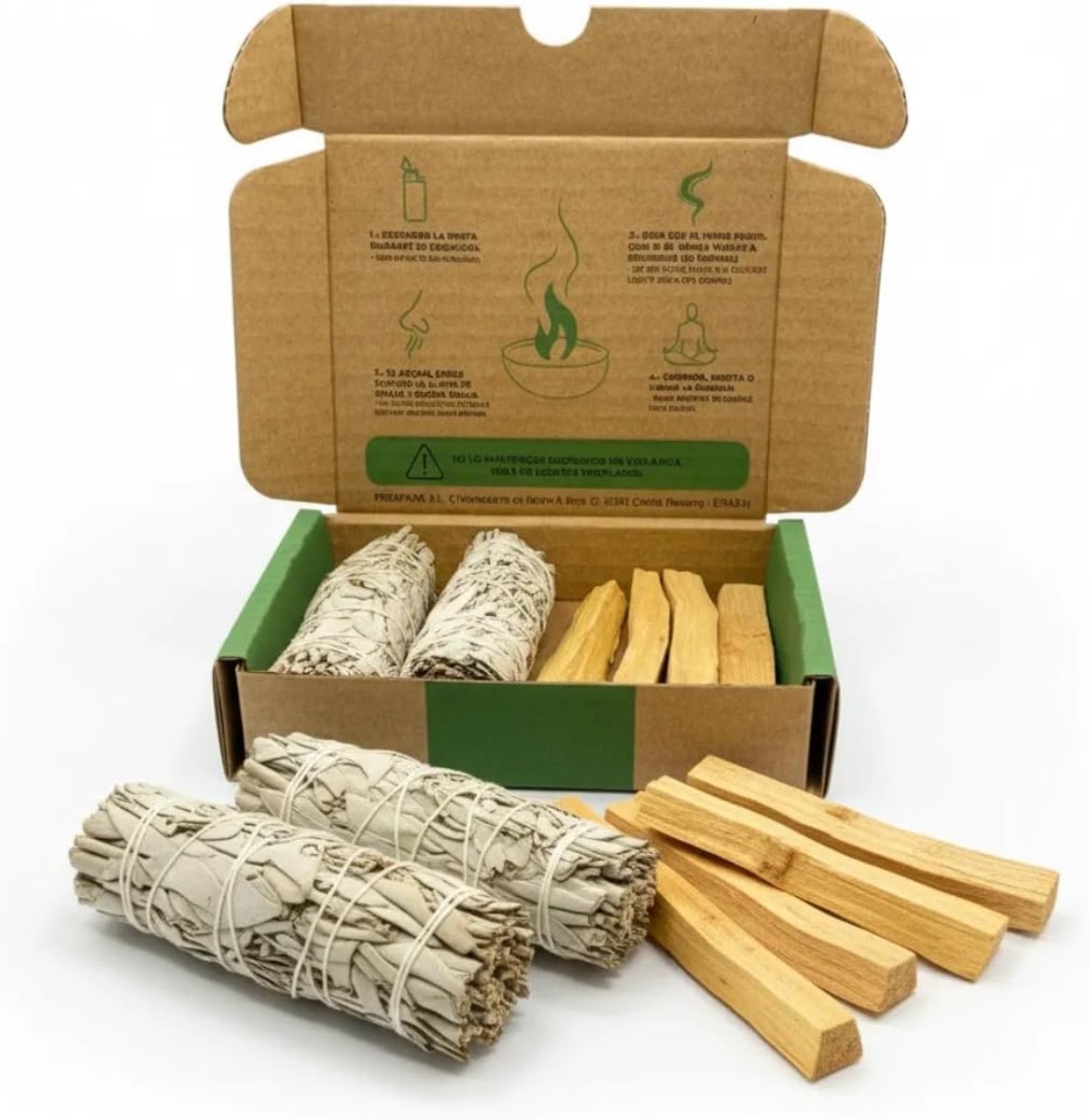 SnelShoppen - Salvia Wierook Set voor Huisreiniging | Witte Salie (2 stukken) + Palo Santo (4 stokken) | Energie Reiniging, Meditatie, Ontspanning en