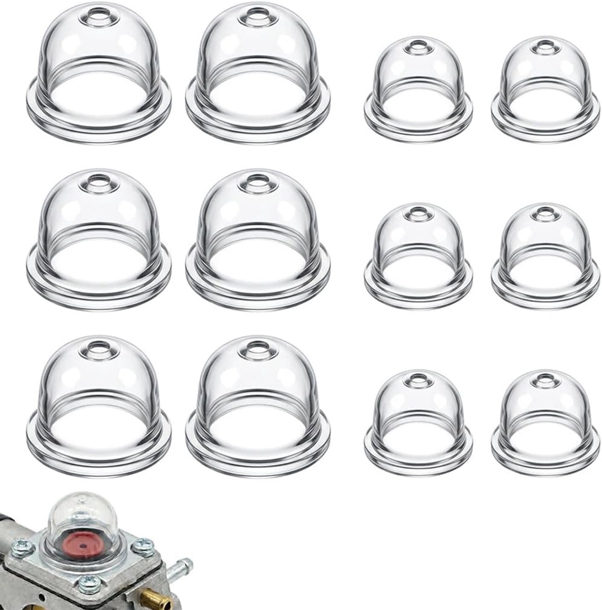 SnelShoppen - 12 Stuks Bosmaaier Primer Peer 19 mm en 22 mm, Oliebeker voor Benzinezaag, Grasmaaier, Heggenmachine, Ventilator en Carburateur, Waterdi
