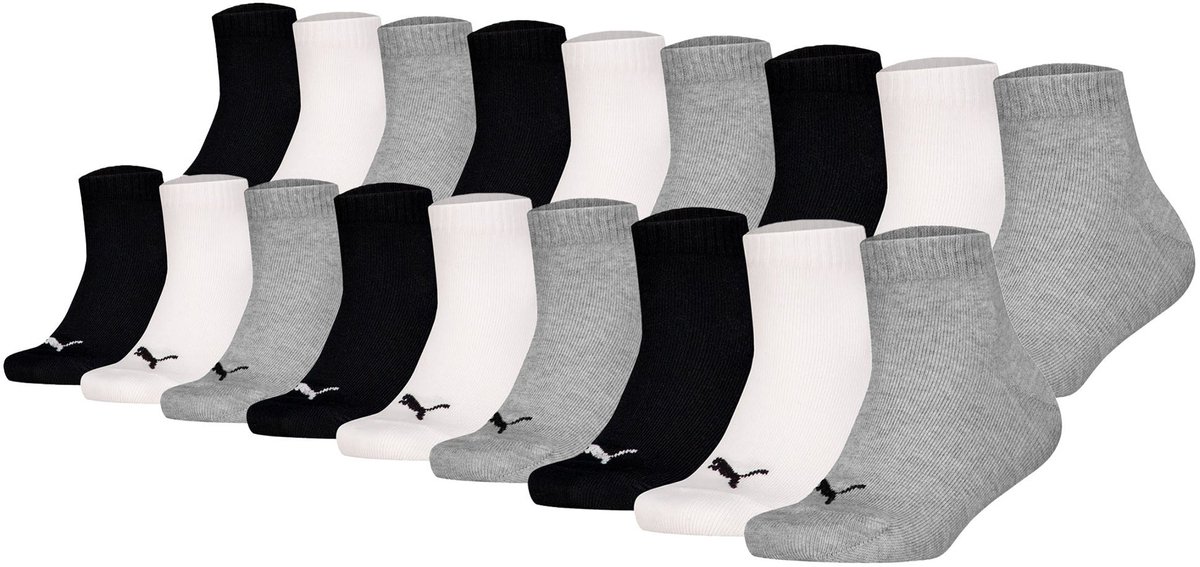 Puma Sokken Plain Quarter ECOM 18P Verpakking van 18 Zwart