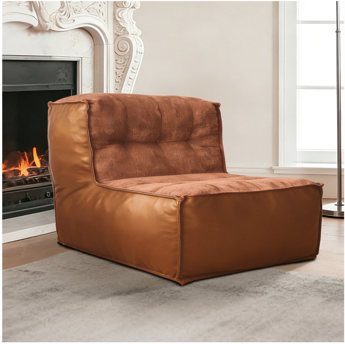 COVREO Fauteuil 71 x 98 x 78 cm bruin, stof met hoge rug en armleuningen Brown