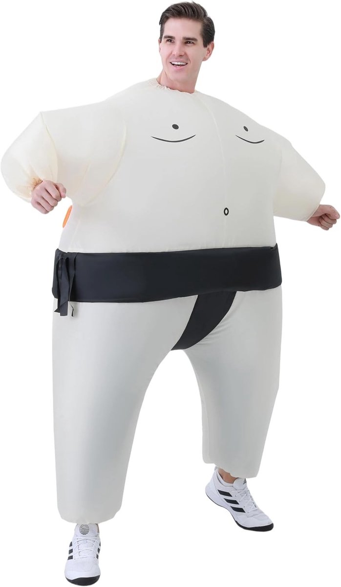 Opblaasbaar Sumo Kostuum voor Volwassenen, Compleet Lichaam Kostuum voor Feestjes, Carnaval en Halloween, Grappig en Uniek Outfit voor Mannen en Vrouwen