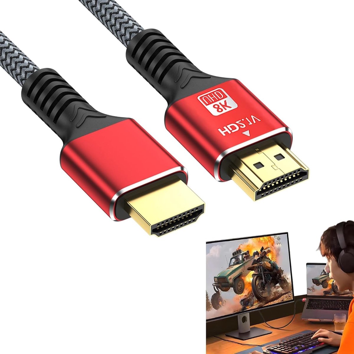 Ultra High Speed HDMI 2.1 Kabel 5 m - 8K@60Hz, 48 Gbit/s, HDR10+, Geschikt voor PS5, Xbox, Switch en TV Monitor Projector
