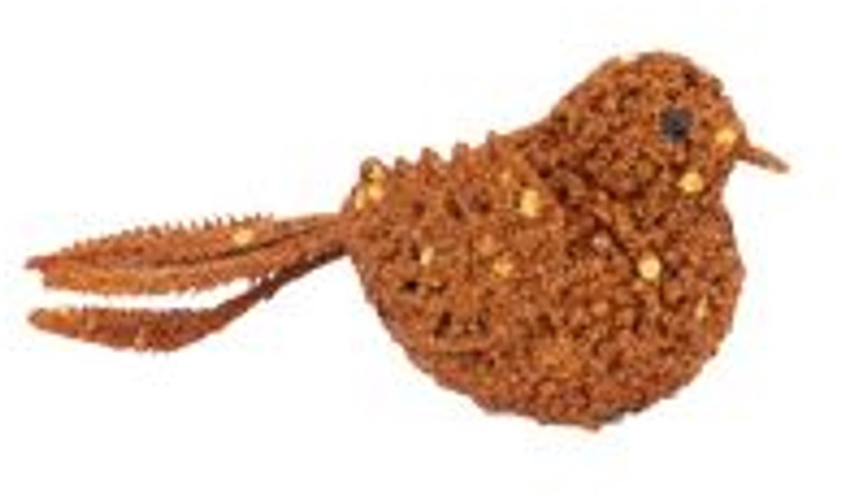 Cosy @ Home Vogel Clip Glitter Koper 12x4xh10cm Kuns