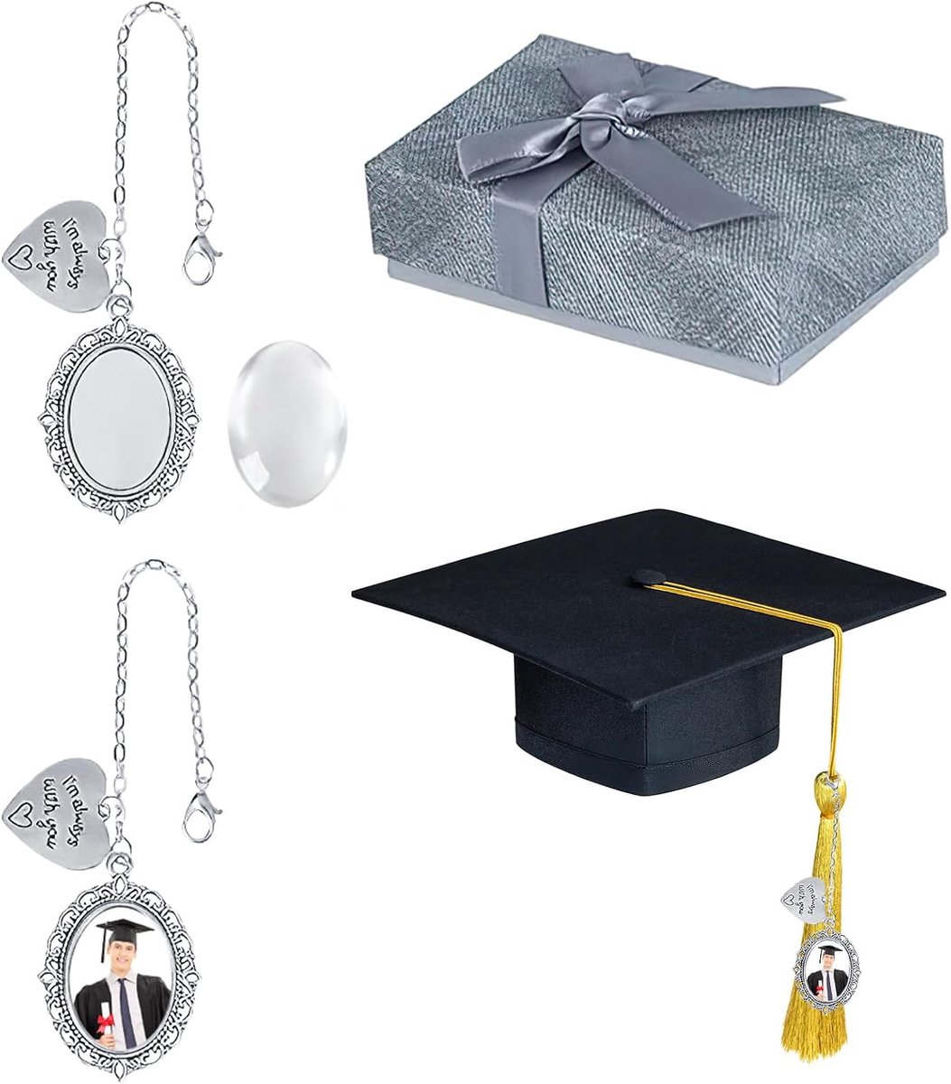fotohanger voor afstuderen, 2 stuks afstudeerhoed, kwastje afstudeerfeest 2025, afstudeerfeest 2025 decoratie voor hoeden, kwasten van de afstudeerhoed (zilver)