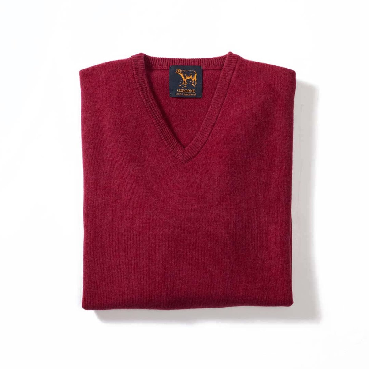 Osborne Knitwear Trui met V hals - Sweater heren in Lamswol - Pullover Heren - Rhubarb - 3XL