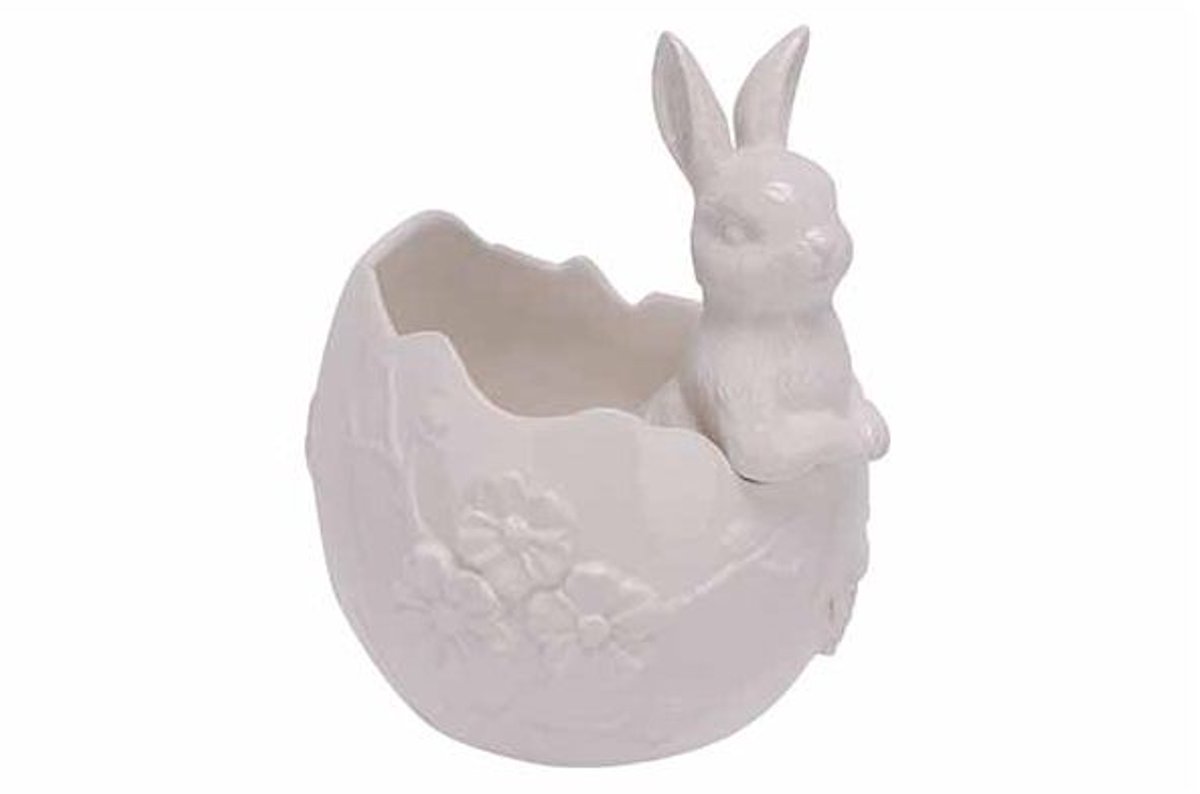 Bowl Egg-shaped Bunny Wit 12,8x13,3xh15, 6cm Langwerpig Dolomiet