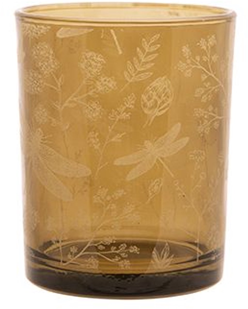 Theelichthouder Giraffe Taupe 10x10xh12, 5cm Glas