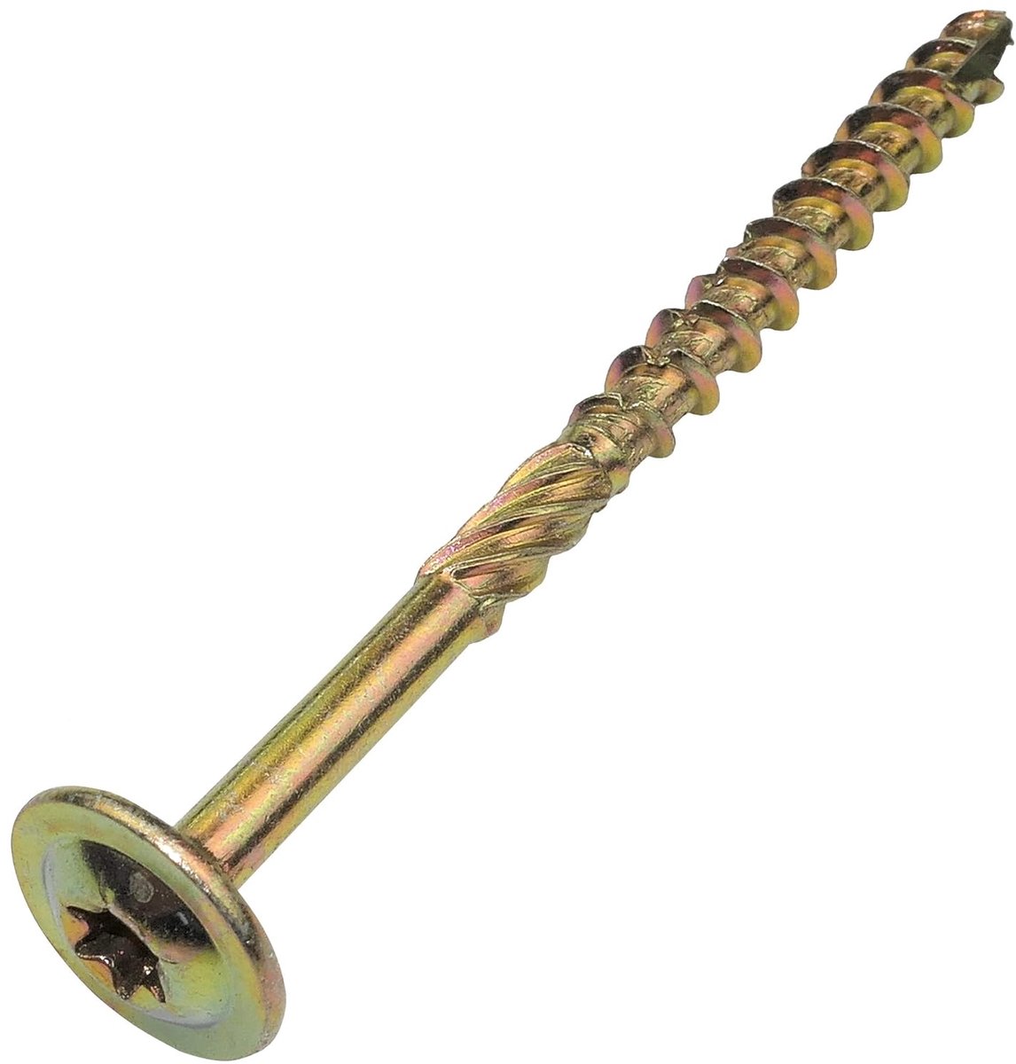 Houtschroeven Ø6 x 90 mm - brede lenskop - steraandrijving ❁30 - staal messing - C48350