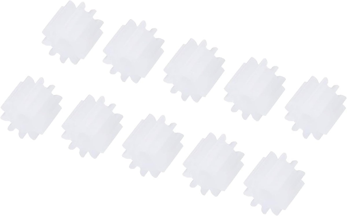 10 tanden elektrische modellen tandwielen transmissie plastic x 10 stuks voor robotonderdelen doe-het-zelvers motor [wit]