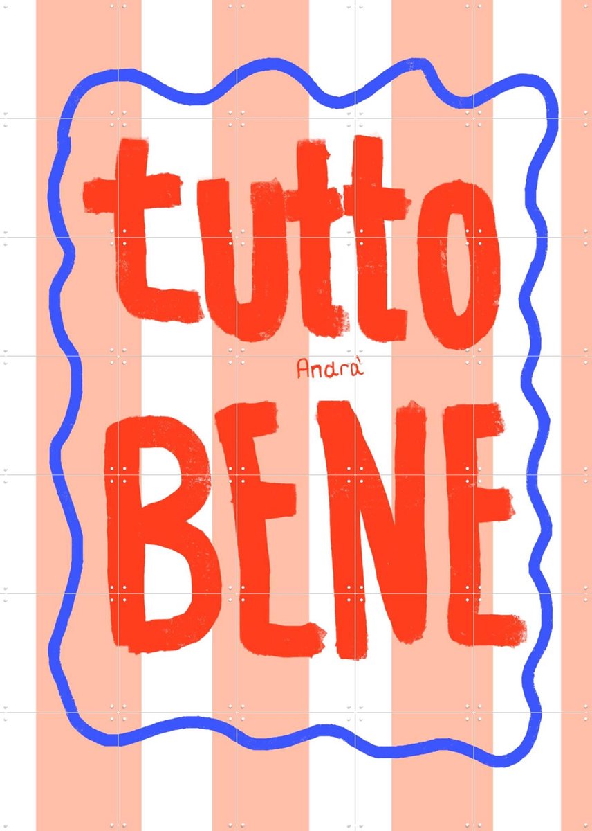 IXXI Tutto Bene, Hej.Ibiza - 100 x 140 cm - Gratis ophangtool - Grote wanddecoratie en posters - Typografie, Modern, Kleurrijk, Abstract, Trap