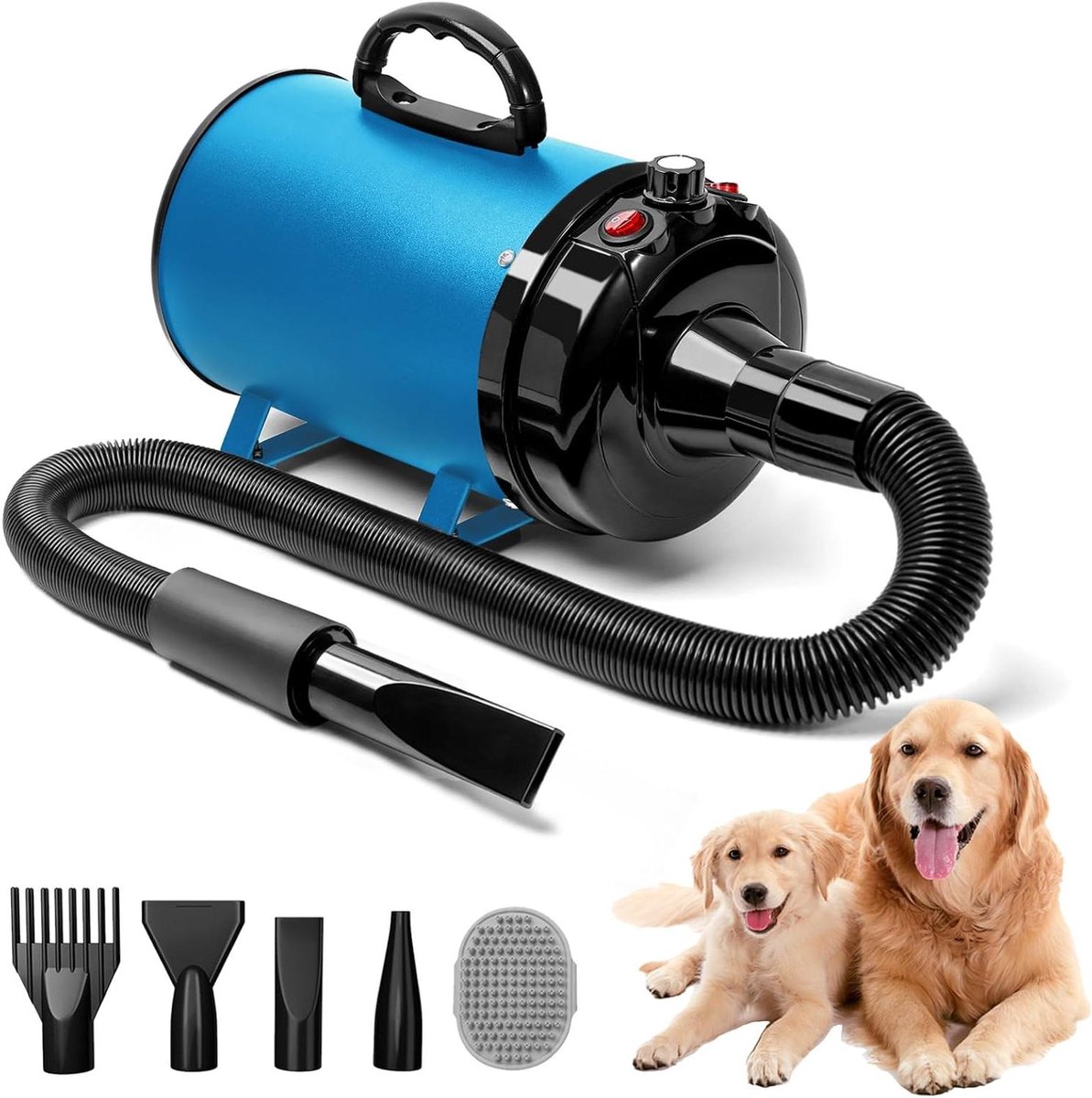 Honden Föhn - Blazend Droger - Dieren Verzorgen - Geluidsarm Model - 3800 Watt - Blauw