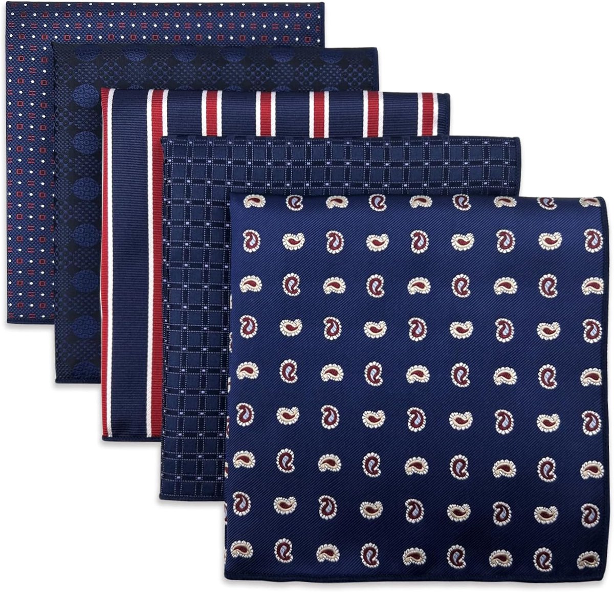 SHLAX&WING 5 stuks geassorteerde heren pochet zakdoeken set Pochetten voor heren 78