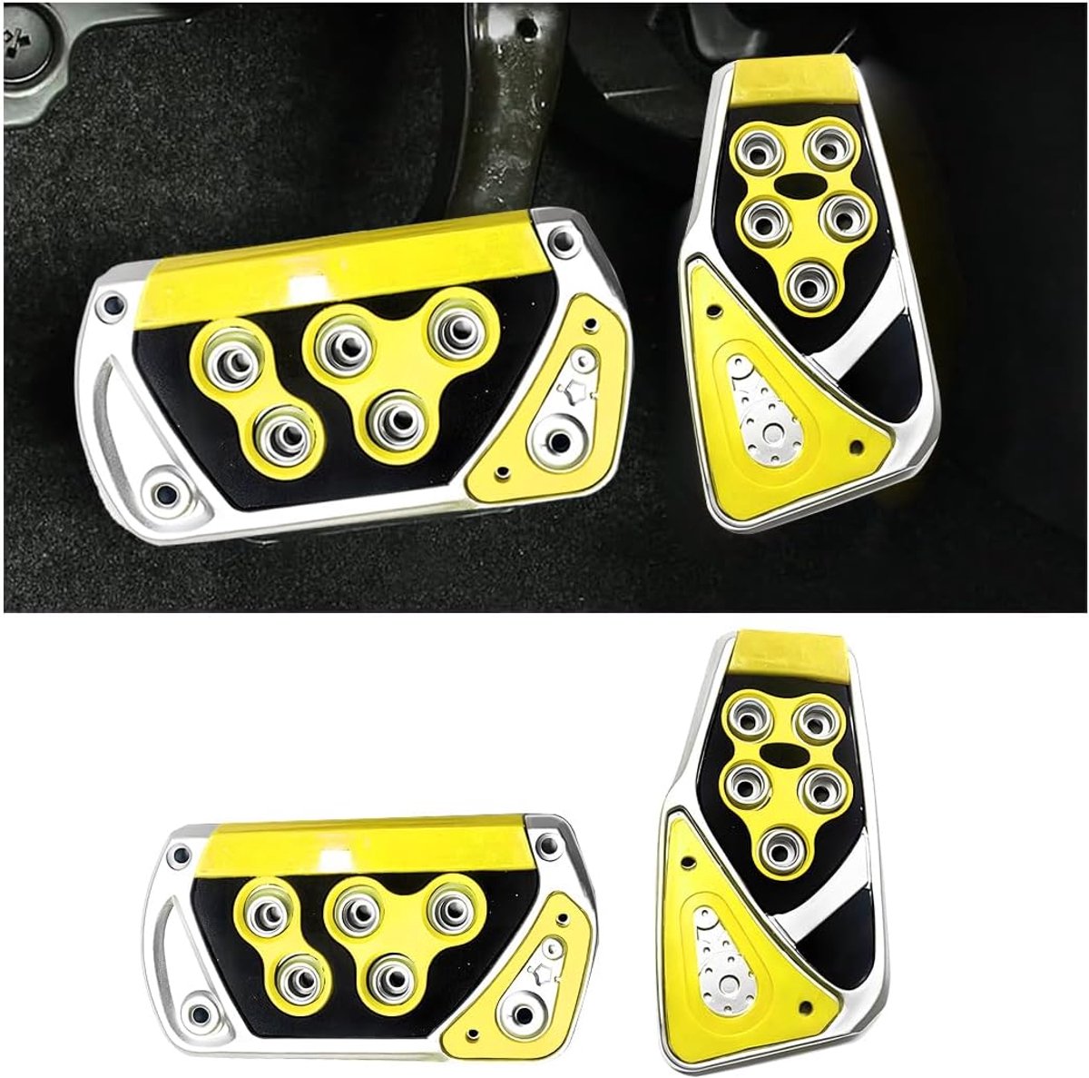 2 stuks auto pedaal pad afdekking, anti-slip automatische transmissierem gaspedaal, universele pedaalsteunafdekking, auto gaspedaal remkussen pedaal (geel)