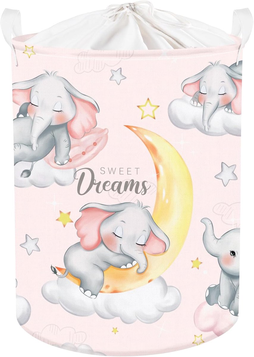 Sleeping Animal Baby Wasmand Opvouwbare Kleding Kids Opbergmand Waterdichte Jongens Meisjes Speelgoeddoos voor Kinderkamer, Olifant, 36 x 45 cm