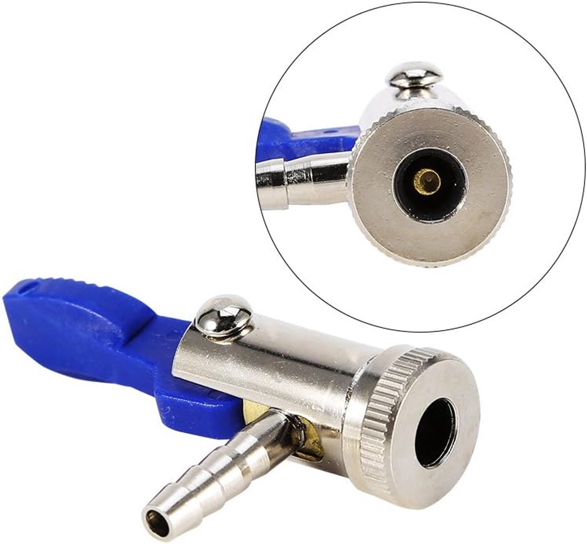 Ijzer 6mm Auto Motorfietsen Bandopblazen Clip-on Snelkoppelingsgereedschap Universeel Chroom & Blauw