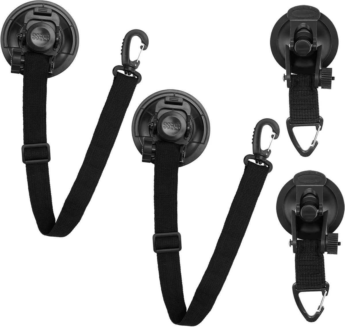 4 stuks verstelbare deurhouder voor camper met 2 zuignappen, camping, camper, deurbeveiliging, zuignap, haak, camper, robuuste zuignap voor camper, caravan, camper, deursnoer (4 stuks)
