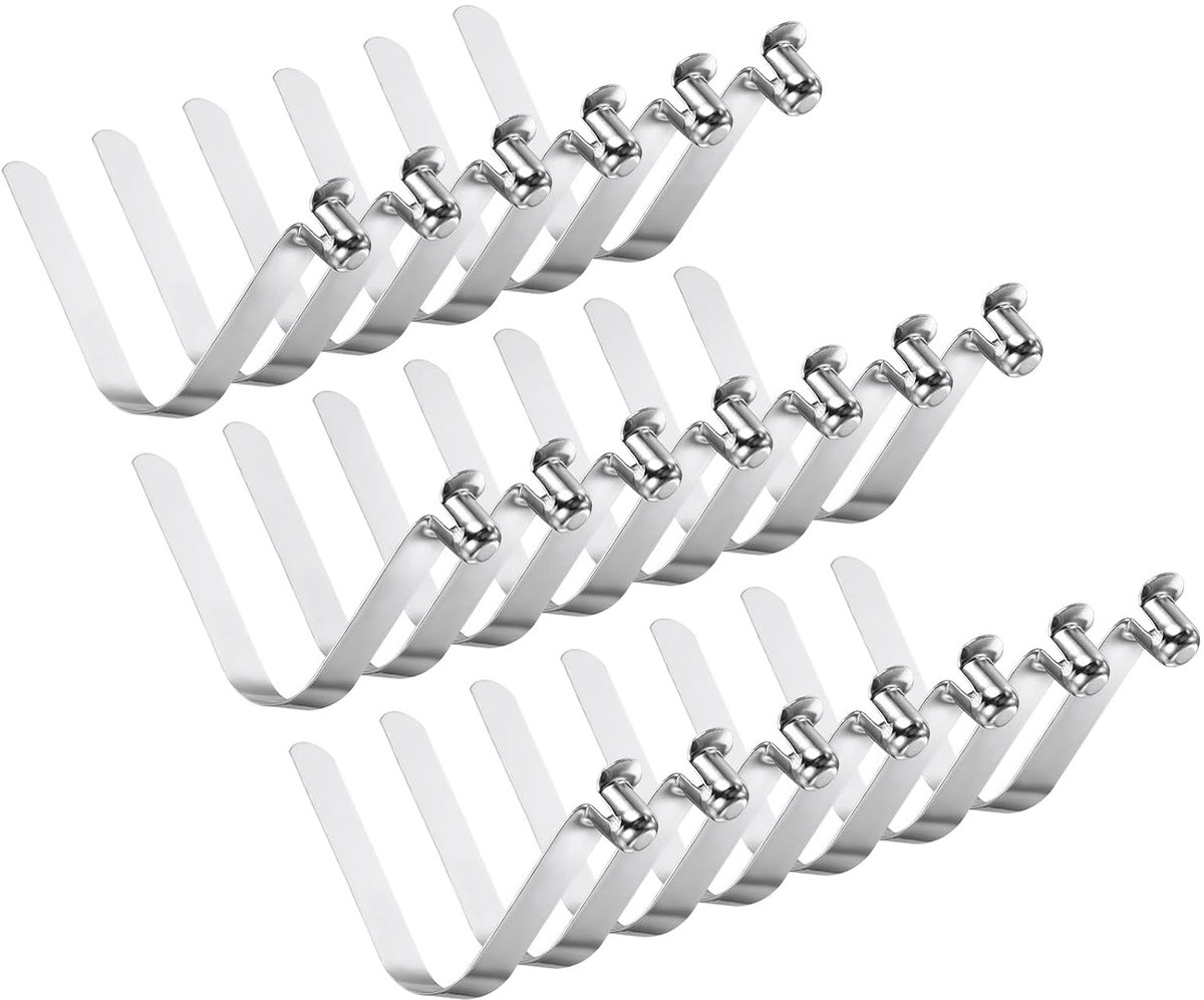 Kajak-paddlehaken, 10 x 8 mm, 20 stuks veerhaken in V-vorm van staal met een pen voor tentbuizen, zilver, lengte 50 mm