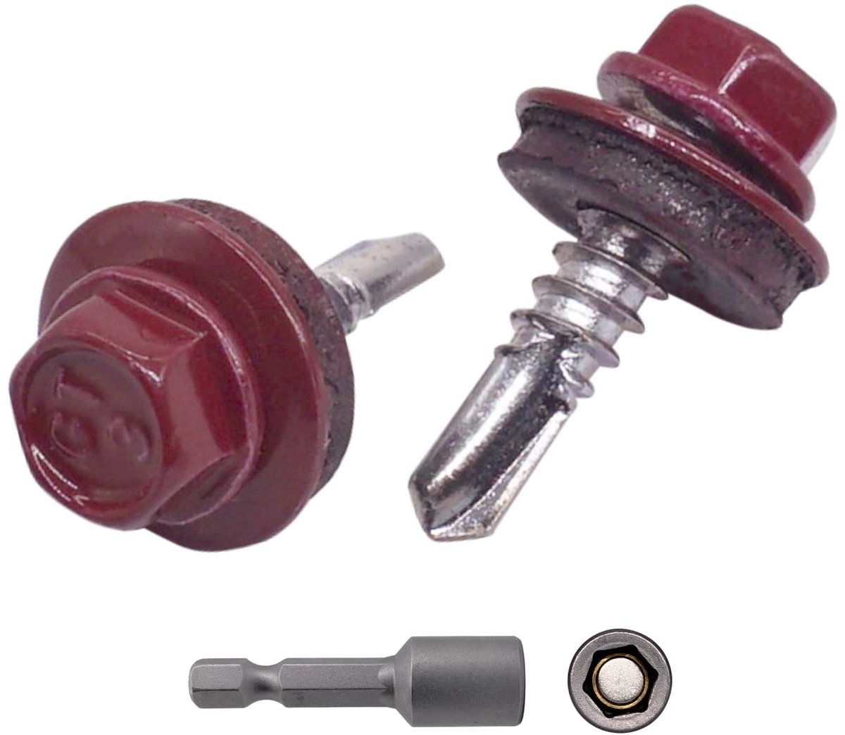 Verpakking van 25 stuks) metalen dakschroeven, 4,8 x 19 mm zelfborende schroeven met EPDM-ringen, geschilderde zeskantkop, plaatschroef (25, RAL 3005)