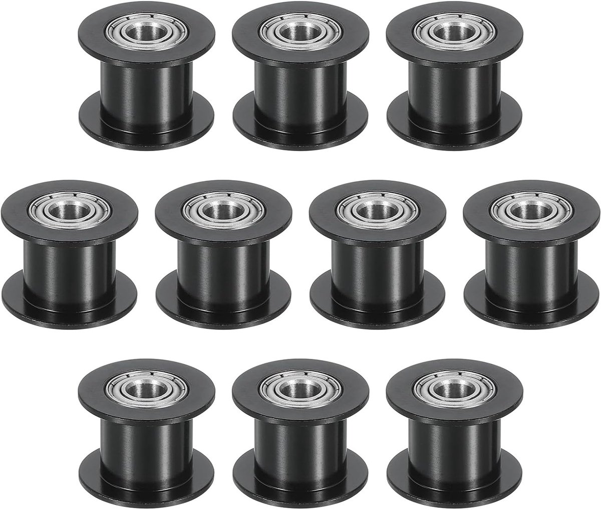 10Pcs 2Gt Katrol Kiezelschijf en 5mm Boring 18mm Dia. 10mm Breedte Tandloze Riem, Zwart