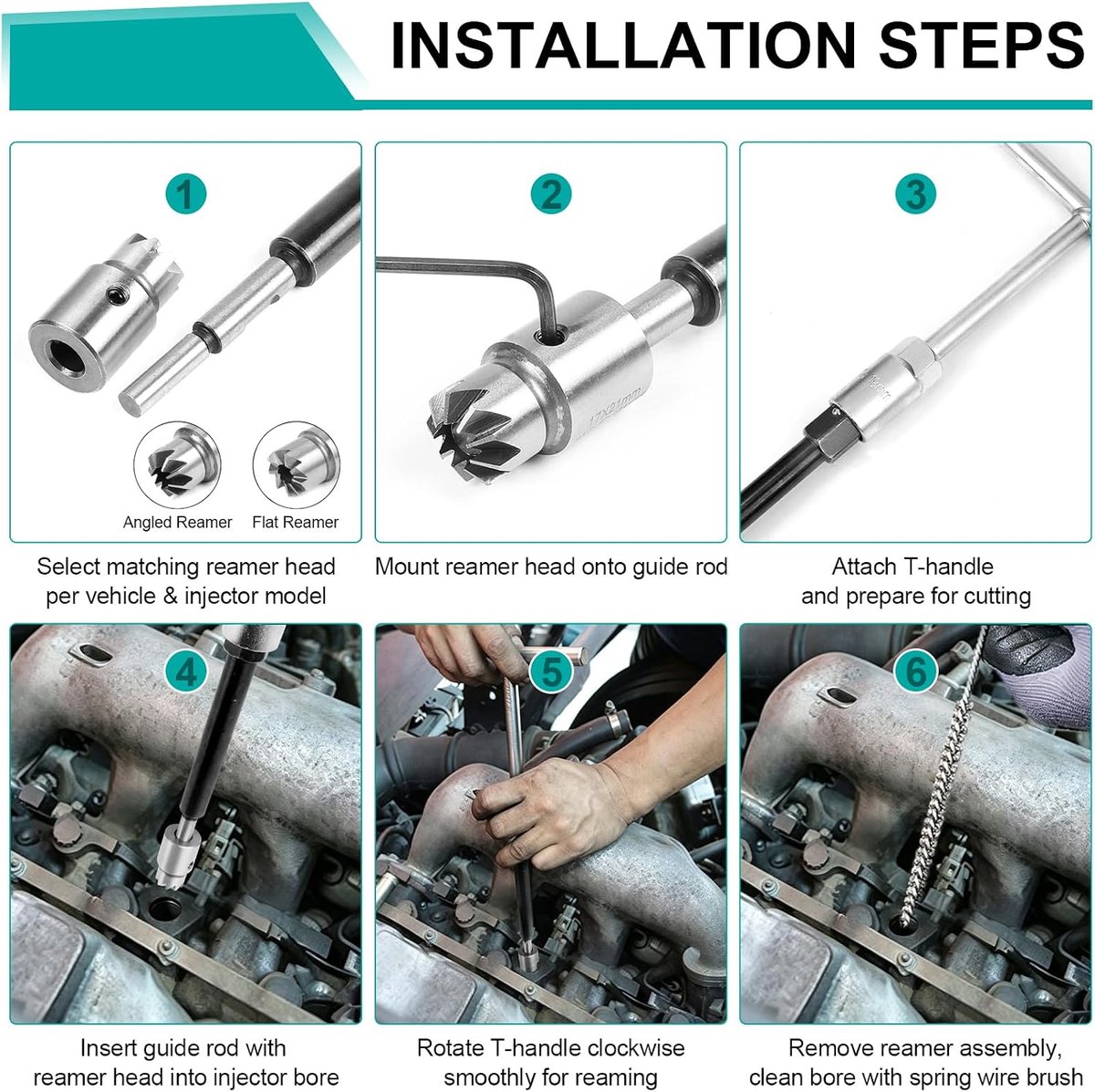 Injectorafdichtingszetel, freesset voor dieselinjectoren, reiniging en reparatie, injectorstoel, gloeibougies, schacht, reinigingsset, injectorgereedschap met 13 frezen, 19 mm injectorfrees, 21